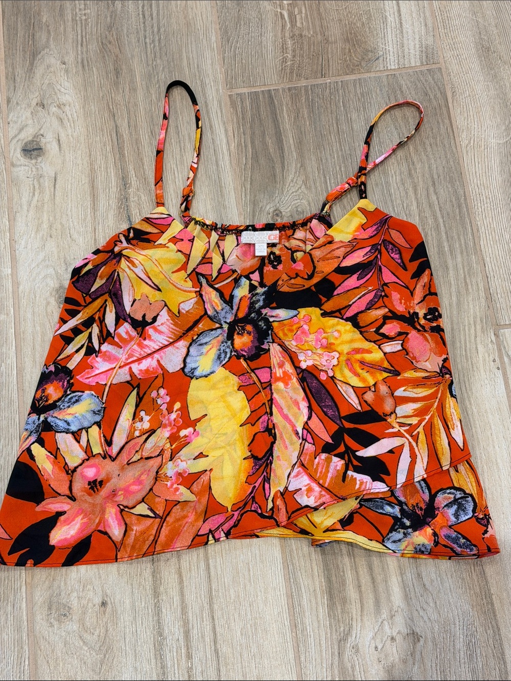 Gianni Bini Floral Spaghetti-Strap Camisole in Orange, Pink and Yellow